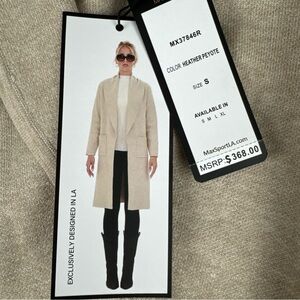 New!($368) Maxsport Womens Open Front Knit Duster Cardigan Sweater Tan Small